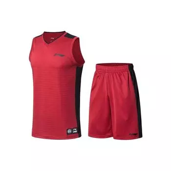 Баскетбольная форма Li Ning Team Vest, спортивный костюм для соревнований, мужская спортивная одежда, гранатово-красный AATN061-6 L