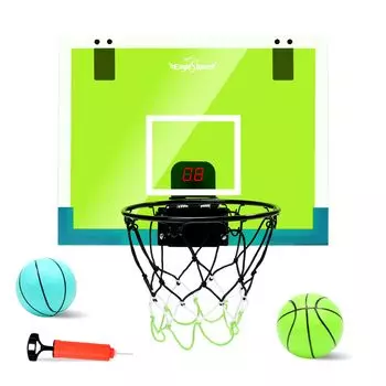 Баскетбольная крытая дверь EagleStone поставляется с 2 автоматическими сборными стресс-баскетбольными воротами для начальной школы ES29 Green Goal, детская игрушка, зелёный