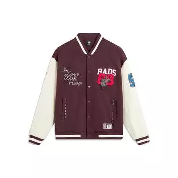 Баскетбольная куртка Li Ning Basketball Series Anti-Five American Retro Trend с длинным рукавом, спортивная бейсбольная куртка для мужчин, темно-красная AFDT881-2 S