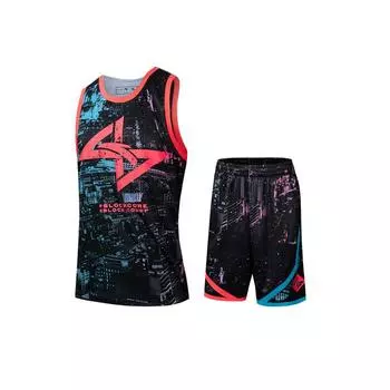 Баскетбольная майка Anta Basketball Series с цветными буквами и круглым вырезом, удобная дышащая безрукавка, средняя талия, шорты, баскетбольный комплект 152431201-3 L