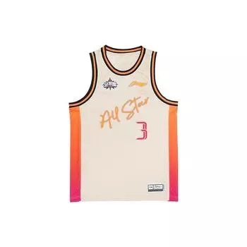 Баскетбольная майка без рукавов Li Ning CBA 22 Season All-Star Guangdong Hongyuan Hu Mingxuan с 3 логотипами и буквами, унисекс, цвет молочный-чай-желтый AAYT713-1 XXL