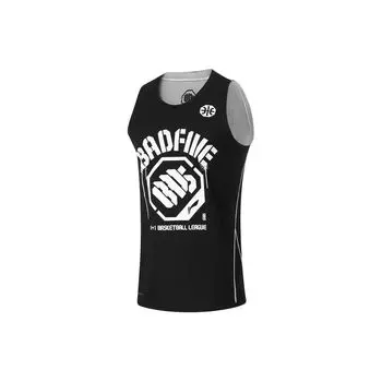 Баскетбольная майка Li Ning Bad Five Basketball Series Quick-Dry Loose Fit Pullover Letter Short Sleeve Basketball Jersey Men Jersey Black-Off-White AAYU113-1 S