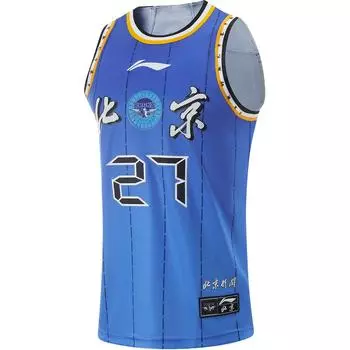 Баскетбольная майка Li Ning CBA Series 24-25 Season Beijing Shougang Fan Version, мягкая и удобная, приятная на ощупь, Zhou Qi 27, мужская майка AAYUA65-1 M