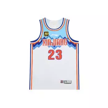 Баскетбольная майка Li Ning CBA Series с буквенным принтом, дышащая, универсальная, выпуск Alliance 24-25, сезон Xinjiang Team Shalamu 23 AAYU759-1 L