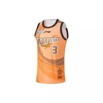 Баскетбольная майка Li Ning CBA Series Zhao Jiwei с круглым вырезом и принтом букв и номеров, мужская майка Sunshine-Orange AAYU257-1 M