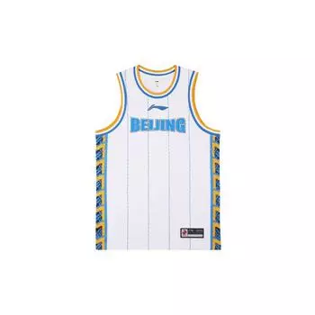 Баскетбольная майка Li Ning Cba Series с логотипом и буквенным принтом, круглая горловина, сезон 22-23, мужская, фанатская, белая AAYS393-1 L