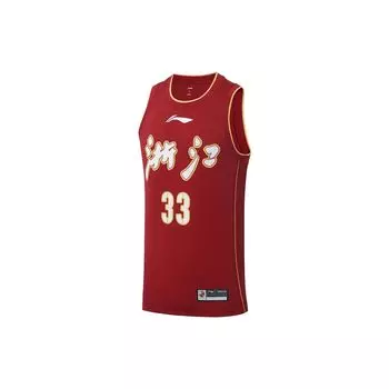 Баскетбольная майка Li Ning Professional Basketball Series CBA с логотипом и номером, мужская, с круглым вырезом, красная AAYS591-1 L