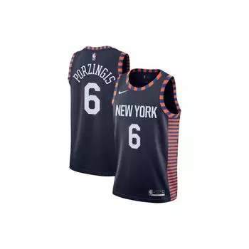 Баскетбольная майка Nike NBA City Edition Кристапс Порзингис No. 6 мужских топов черного цвета AJ4630-419 S