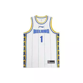 Баскетбольная майка с логотипом Li Ning Cba Series 22 Season Beijing Shougang Team 1 Fanbo Zeng Jersey Men Tops White AAYS643-1 S
