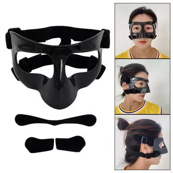 Баскетбольная маска для лица, регулируемый ремешок для мужчин и женщин, защита от сломанного носа 14cmx9cm