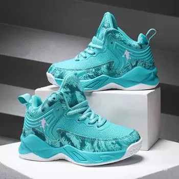 Баскетбольная обувь для мальчиков, кроссовки для детей, сетчатая дышащая спортивная обувь, толстая подошва, нескользящие детские кроссовки для бега 31