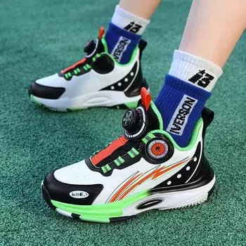 Баскетбольная обувь для начальной школы, молодежная, бетонная, фактическая, боевая, нескользящая, мужская, детская, с низким верхом, вращающиеся кнопки, спортивная обувь 35