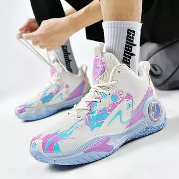 Баскетбольная обувь Мужские и женские легкие дышащие тренировочные кроссовки с сетчатой поверхностью Амортизирующие нескользящие износостойкие кроссовки 35 бежевый