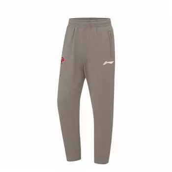 Баскетбольная серия Li Ning, эластичные прямые повседневные брюки с логотипом, цвет: серый, коричневый AKLU535-4 S