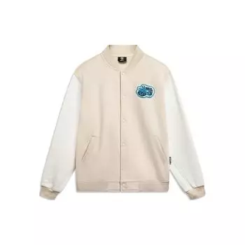 Баскетбольная серия Li Ning American Vintage Letter Print Baseball Collar Fleece Jacket Men jackets Gravel-Gray AJDU007-4 L