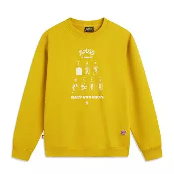 Баскетбольная серия Li Ning Anti-Five Series Letter с круглым вырезом, удобная дышащая универсальная свободная толстовка для мужчин, толстовка Beeswax-Yellow AWDUF79-2 S
