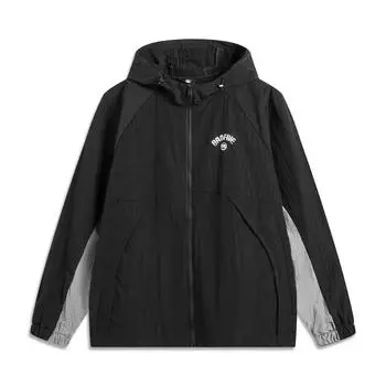 Баскетбольная серия Li Ning Anti-Five Серия Цветной блок Толстовка на молнии с капюшоном Удобная Дышащая Универсальная куртка Мужские куртки Черный AFDV129-3 M