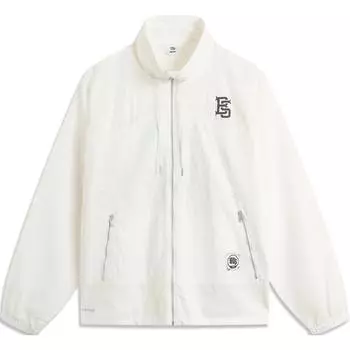 Баскетбольная серия Li Ning Bad Five с принтом на молнии, мягкая, удобная, дышащая, универсальная спортивная куртка для мужчин, куртка цвета не совсем белого AFDU207-1 M