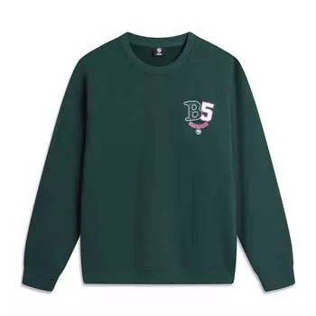 Баскетбольная серия Li Ning Bad Five Letter Print Crew Neck Удобная дышащая свободная толстовка Мужская толстовка Lush-Green AWDU383-4 S