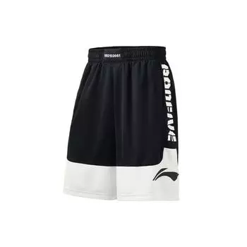 Баскетбольная серия Li Ning Bad Five с напечатанным логотипом и буквенным узором, прямые баскетбольные шорты, мужские шорты, черные AAPR207-4 S