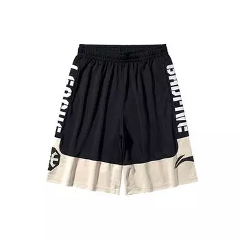 Баскетбольная серия Li Ning Badfive, эластичные повседневные шорты с цветными блоками, мужские шорты, черные, светло-желтые AAPQ007-7 L