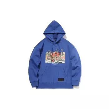 Баскетбольная серия Li Ning Badfive свободный флисовый пуловер с принтом мультфильмов толстовки мужские толстовки с капюшоном синий AWDR099-1 M