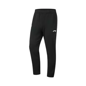 Баскетбольная серия Li Ning, однотонные, прямые флисовые удобные повседневные брюки, мужские брюки, черный цвет AKLU845-1 L
