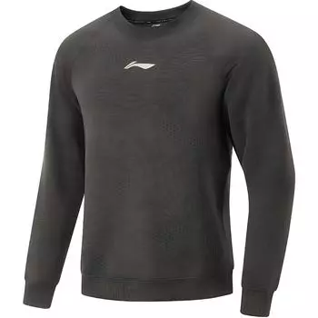 Баскетбольная серия Li Ning с логотипом, однотонный, круглый вырез, удобная, дышащая, универсальная, повседневная, мужская толстовка, графитово-серый цвет AWDU523-2 M