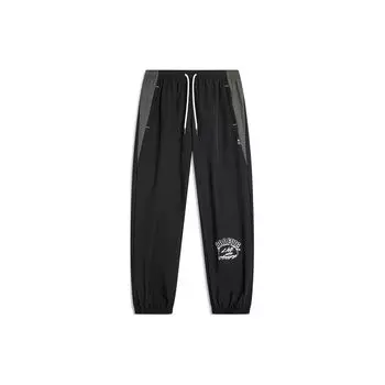 Баскетбольная серия Li Ning Spliced Letter Mid-Waith зауженные трикотажные спортивные брюки мужские низ черный AYKU389-2 S