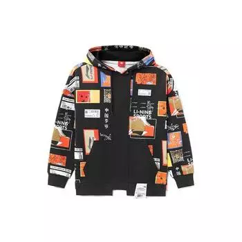 Li Ning Sports Basketball Series Fun All Over Print Loose Hoodie Мужские толстовки с капюшоном Multicolor AWDRA41-1 S