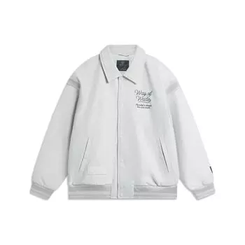 Баскетбольная серия Li Ning Wade Christmas Series Polo Collar Loose Letter однобортная спортивная куртка мужская куртка River-Stone-Gray AJMU095-2 M