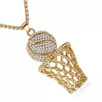 Баскетбольное ожерелье для женщин и мужчин, ожерелье-цепочка золотой