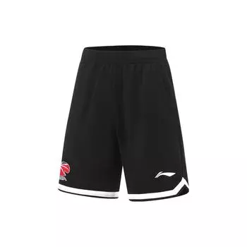 Баскетбольные брюки Li Ning Sports Basketball Series с принтом логотипа CBA, дышащие, эластичные, со средней посадкой, прямые, мужские, черные, белые, AAPT599-4 L