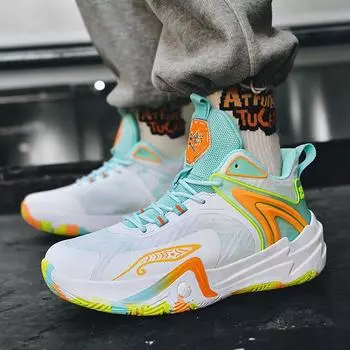 Баскетбольные кроссовки 2025 года, новые летние дышащие подростковые кроссовки Tide, нескользящие, фрикционные, звуковые, фактические боевые кроссовки на платформе 35