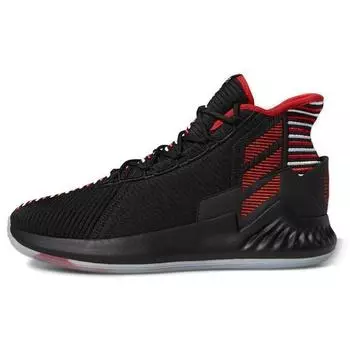 Баскетбольные кроссовки Adidas D Rose 9 Geek Up с амортизацией и противоскользящими прочными подошвами средней высоты, мужские баскетбольные кроссовки черного и красного цвета EE6846