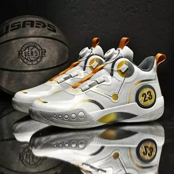 Баскетбольные кроссовки большого размера, молодежная спортивная обувь, мужские амортизирующие противоскользящие дышащие кроссовки, трендовые баскетбольные кроссовки 36 золотой