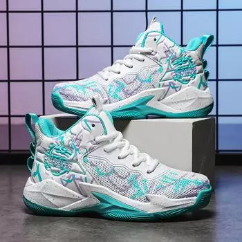 Баскетбольные кроссовки для мальчиков на весну и лето, сетчатые, нескользящие, износостойкие, удобные, с мягкой подошвой 31
