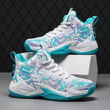 Баскетбольные кроссовки для мальчиков на весну и лето, сетчатые, нескользящие, износостойкие, удобные, с мягкой подошвой 31