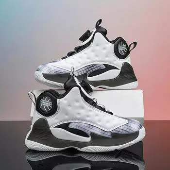 Баскетбольные кроссовки для мальчиков среднего возраста, спортивная обувь с вращающимися пуговицами весна/лето, повседневные кроссовки. 30