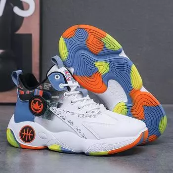 Баскетбольные кроссовки для подростков, удобные высокие тренировочные кроссовки для занятий спортом на открытом воздухе, нескользящие баскетбольные кроссовки для соревнований для мужчин EU39 чёрный