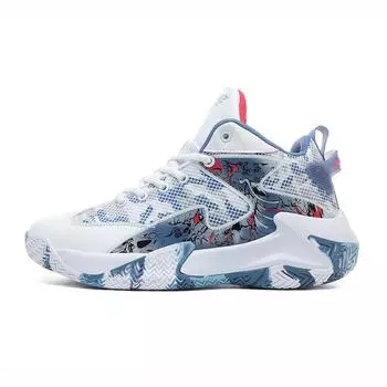 Баскетбольные кроссовки Graffiti High-Top: Дышащие, удобные кроссовки на толстой подошве для улицы и пробежек 43 синий/белый