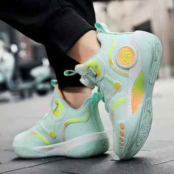 Баскетбольные кроссовки Kobe для мальчиков, четыре модные туфли, кроссовки с вращающимися кнопками, детские нескользящие кроссовки Owen, настоящие боевые кроссовки 31 золотой