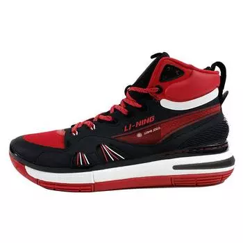 Баскетбольные кроссовки Li Ning 937 Full Palm Cushioning, дышащие, износостойкие, нескользящие, с высоким верхом, мужские, красные, черные ABAR009-7 44