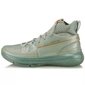 Баскетбольные кроссовки Li Ning 937 Rebirth High-Top Retro, мужские кроссовки, цвет серый, зеленый, AGBQ027-3 43