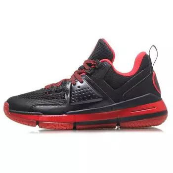 Баскетбольные кроссовки Li Ning All City 6 из ткани с противоскользящей амортизацией, амортизацией и отскоком, дышащие, с низкой поддержкой, мужские кроссовки черного и красного цвета ABAM091-4 45