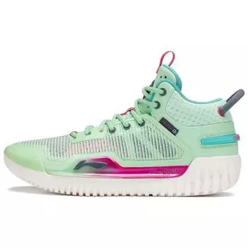 Баскетбольные кроссовки Li Ning Anti-Five 3 из искусственной кожи с амортизацией, нескользящие, износостойкие, среднего размера, мужские кроссовки зеленого и фиолетового цветов ABFT005-4 40