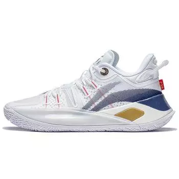 Баскетбольные кроссовки Li Ning CJ-2 Home Court Fabric Synthetic Leather Shock Absorbing Non-Slip Wear Resistance Low Top Men sneakers White Blue ABAS001-2 45