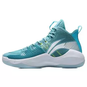 Баскетбольные кроссовки Li Ning Combat Hi Sonic с амортизацией, противоскользящие, прочные, среднего размера, мужские баскетбольные кроссовки синего и белого цвета ABAR059-2 43