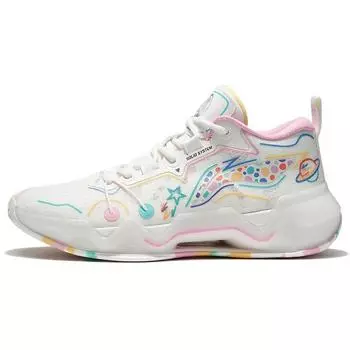 Баскетбольные кроссовки Li Ning Disney X Blade 2 Low из искусственной кожи, прочные и легкие, мужские, белые, розовые, ABAS103-1 43