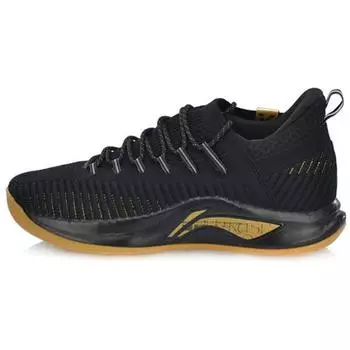 Баскетбольные кроссовки Li Ning Flash 5 из ткани с амортизацией, нескользящие, дышащие, низкие, унисекс, кроссовки, черное золото ABAP011-2 39